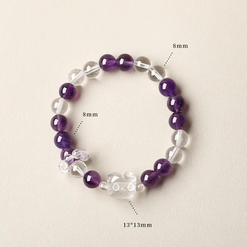 Amethyst & White Crystal Beaded Bracelet for Girls - Sweet Summer Fairy Jewelry