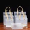 10PCS Transparent Frosted Tote Bag PP Waterproof Companion Gift Candy Bag Flower Wrapping Bag Birthday Wedding Party Supplies