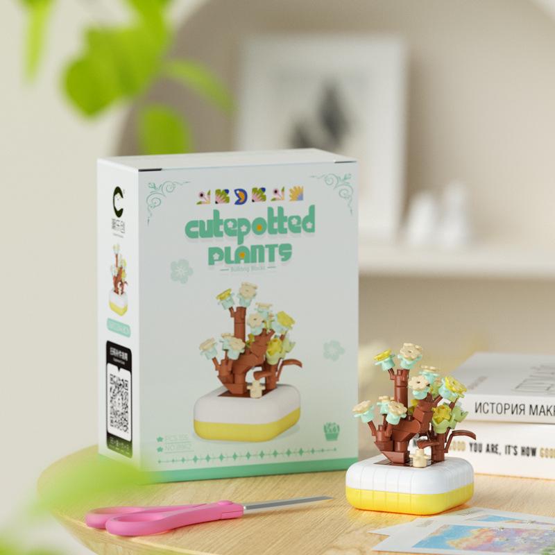 Compatible Music Flower Box: Secret Language Building Blocks, Preserved Flower Bouquet, Handmade Ornament, New Year Gift.