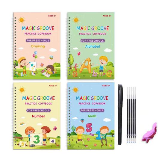 Handwriting Practice Book for Kids Magic Grooved Writing Copybook Reusable Writing Practice Workbook Kindergarten Pre-School Essentials