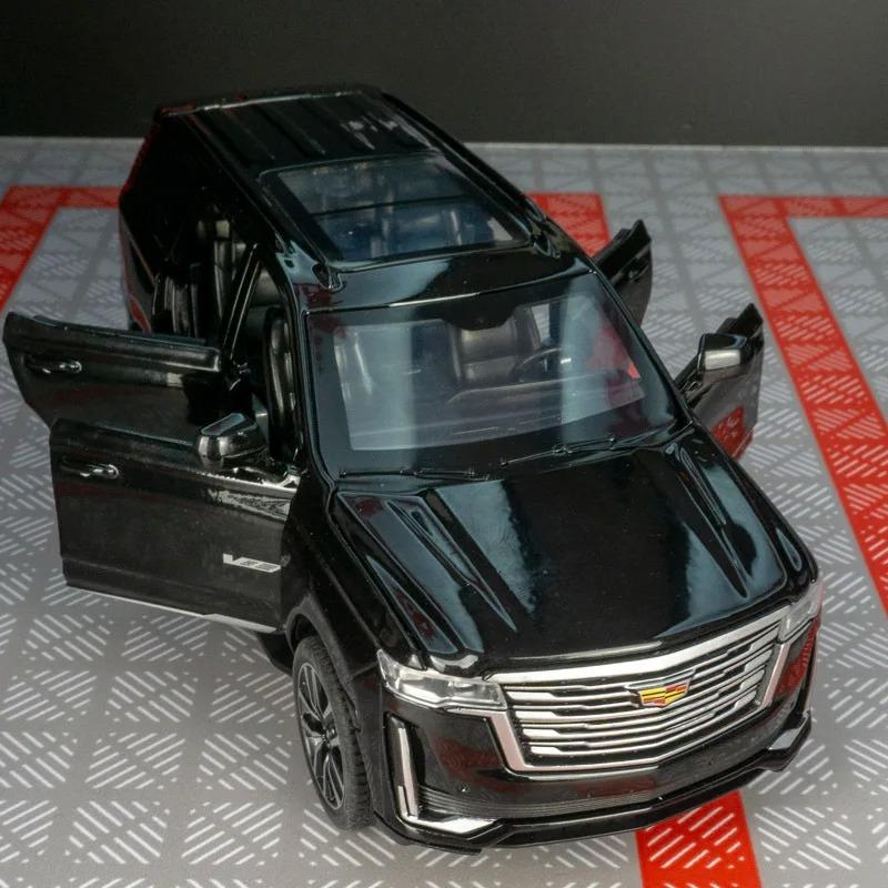 Модель автомобиля 1/32 для внедорожника Cadillac Escalade, литой игрушечный автомобиль со звуком и светом, инерционный механизм, многоцветный