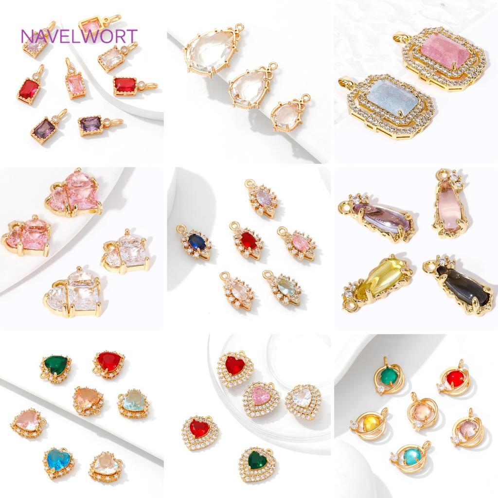 14.5mm*23mm 18K Gold Plated Brass Hollow Droplet Charms Pendant,With Zircon Pendants For Jewelry Makin,DIY Earring Accessories