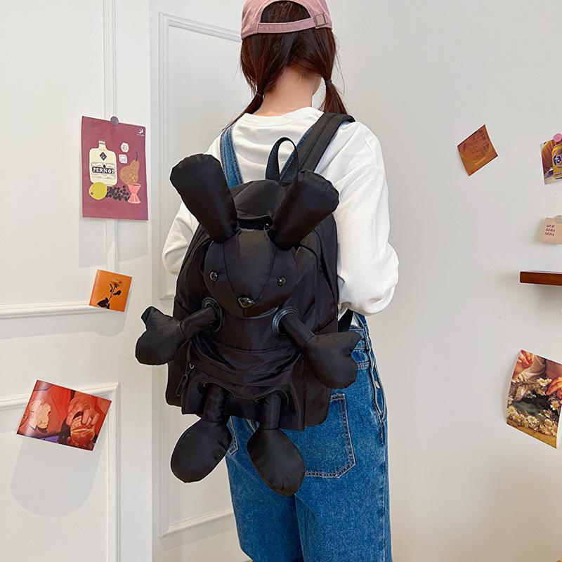 2024 Летний милый нейлоновый рюкзак с кроликом для студентов - повседневная модная сумка
