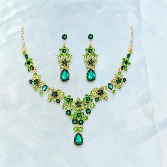 1 комплект ювелирных изделий для невесты, искусственное ожерелье с кристаллами, симметричный роскошный комплект, висячие серьги, выпускной вечер