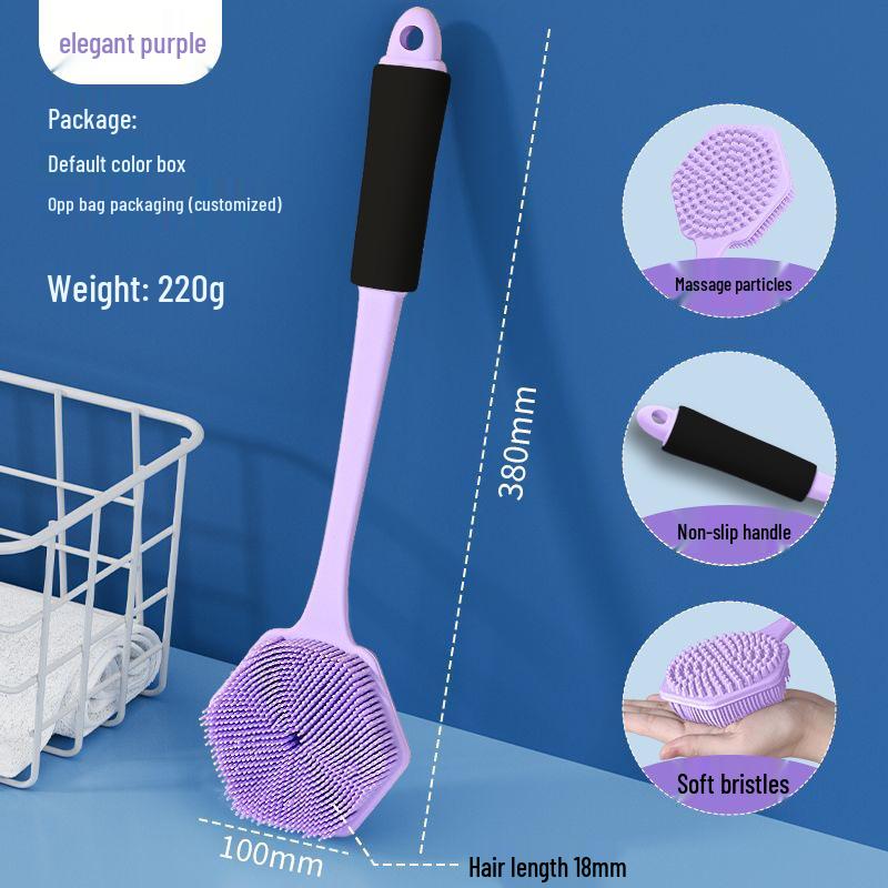 Силиконовая двусторонняя щетка для ванны с длинной ручкой: Спиночес и массажер для легкого купания