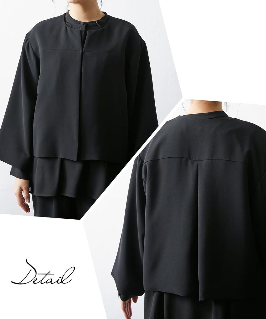 Черный деловой Изготовлен из японской ткани, многослойный пиджак с воротником из натурального материала, длинный, свободный, зауженный, блузка, доступны большие размеры Черный LL [Nissen]