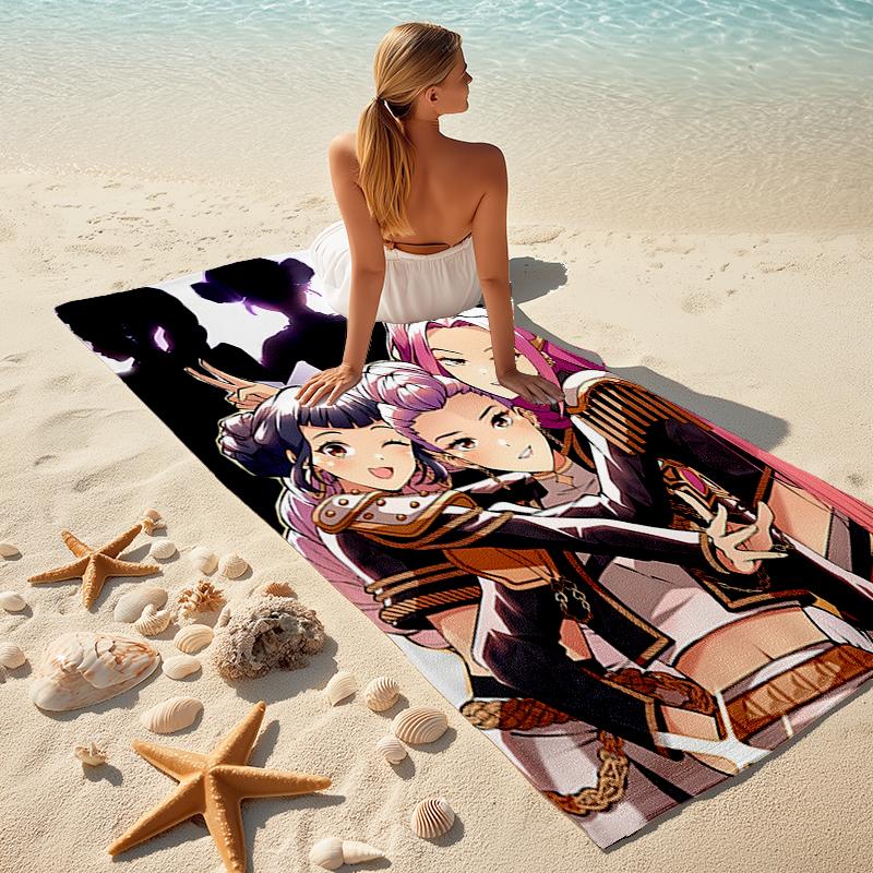 1pc KPop Demon Hunters13 Beach Towel, Comfortable and Thick, and Swimming/Bath/Picnic/Camping Towel, Suitable for Seaside Beaches
