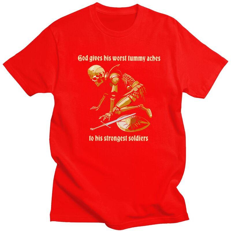 God Gives His Worst Tummy Aches To His Strongest Soldiers T Shirt Short Sleeves Tee Shirt Loose Oversized Pure Cotton Tee Tops