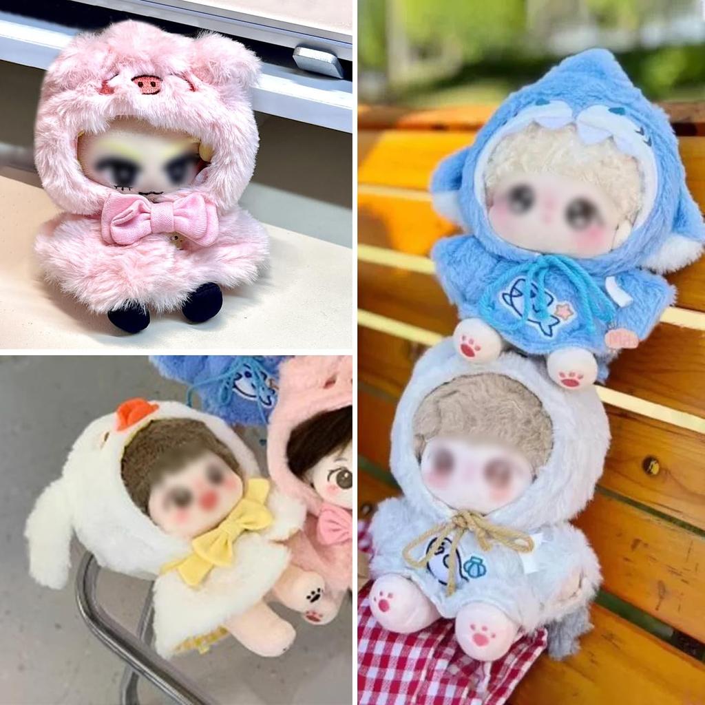 YUYAKESHI Хлопковая одежда для кукол Одежда для кукол-животных Смена одежды Куртка Шапка с ушками Костюм для мягкой игрушки Милое животное Пушистая накидка (Печать, 15 см)