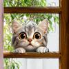 Мультфильм Подглядывающий Кот Балкон Стекло Домашний Фон Украшение Окна Наклейка