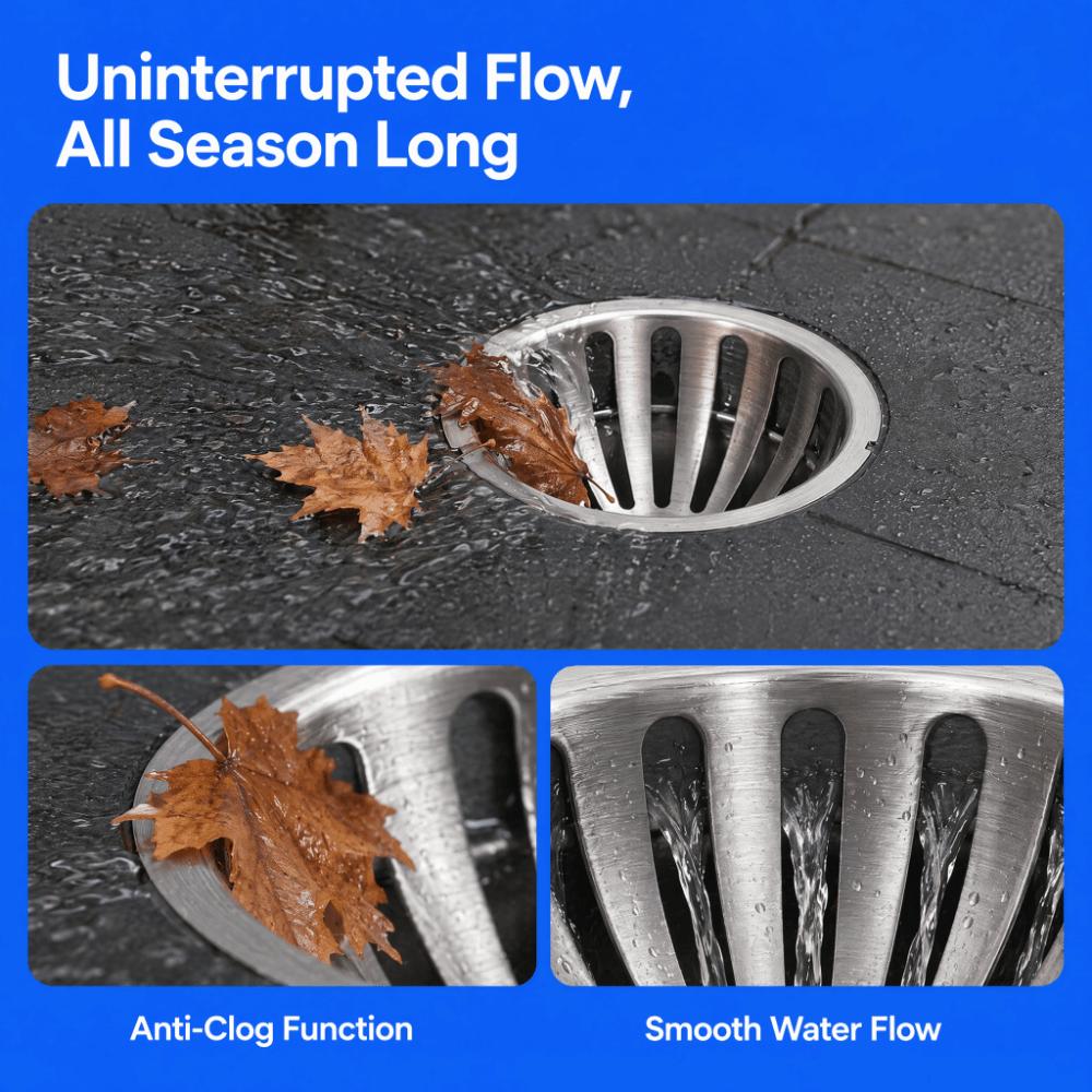 2PCS Round Shape Floor Drain Cover Stainless Steel Ground Drain Strainer Storm Drain Filter Yard