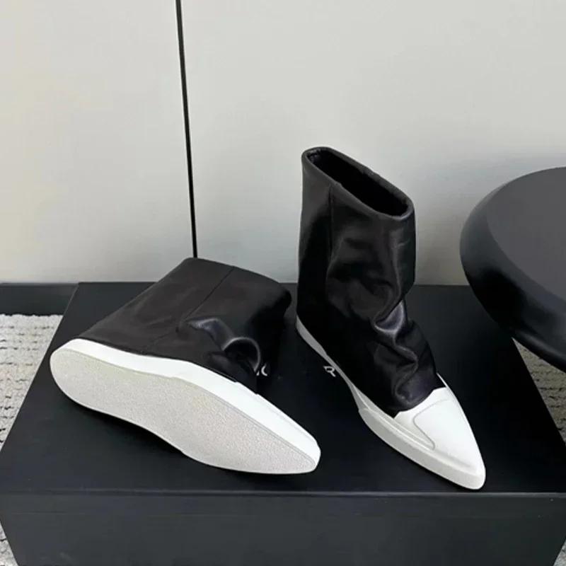 Женские остроносые балетки, высокие ботинки, повседневная обувь, зимняя новая тенденция 2025 года, ботинки челси до середины голени, спортивные кроссовки Botas