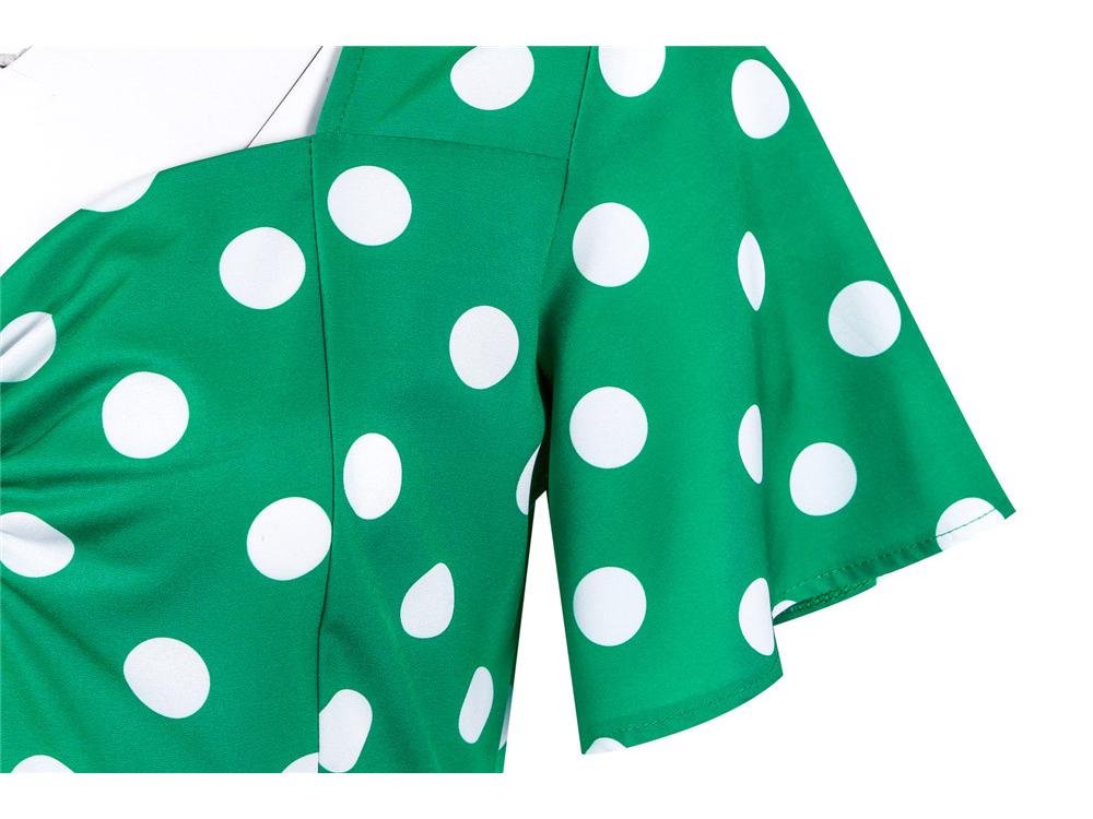 2021 Retro Polka Dot Print Swing Dress with Belt - Casual & Slim Fit