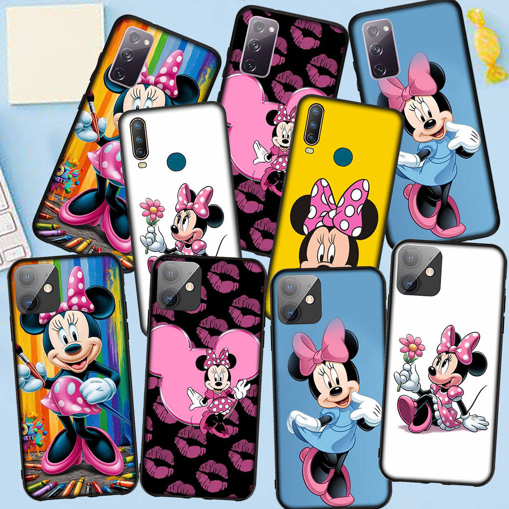 Чехол для телефона Samsung Galaxy S24 S23 iPhone 16 15 14 Xiaomi Redmi Note 13 12 11 8 Plus 10 9 Pro Max X XR A16 OPPO Huawei Minnie Cartoon Mouse Cover