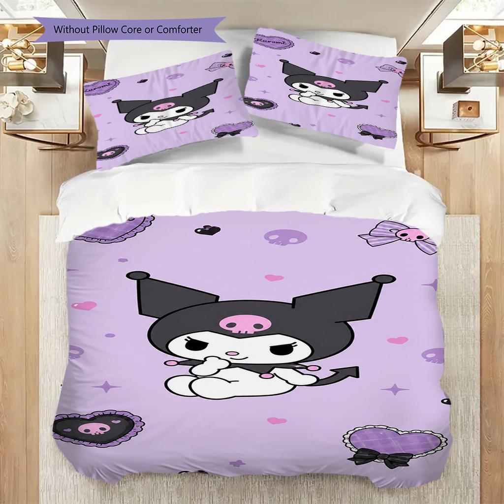 Kuromi Purple Set Bedding 1 Duvet Cover 2 Pillowcase Without Core Duvet Cover And Pillowcase Christmas Birthday Gift Bedding Set Bedding
