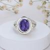 Sterling Silver Charoite Ring: Handmade Boho Gemstone Jewelry