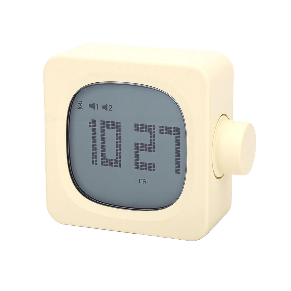 Vintage Cube Smart Alarm Clock with Night Light Rotating Switch Rechargeable Bedside Alarm Clock