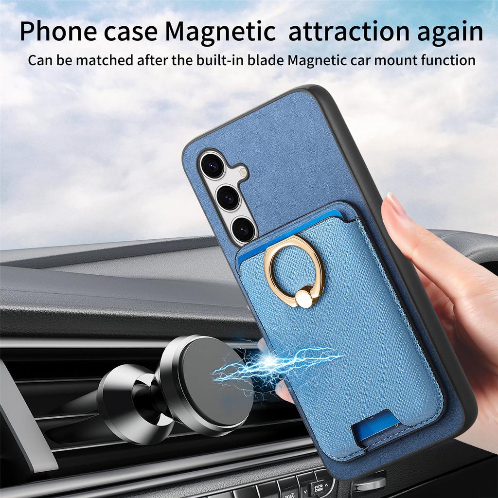 For Samsung Galaxy S25 Magnetic Case Detachable Card Bag Leather Back Cover with Kickstand