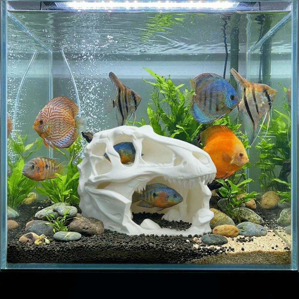Lifelike Dinosaur Landscape Ornament 3D Printed Fish Hollow Shelter Fish Tank Ornament  Terrarium