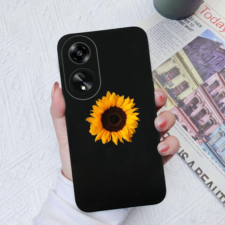 Красивый чехол для телефона с подсолнухом для Oppo A11 A1K A1 A7 A15 A55 A35 A52, квадратный жидкий силикон, высококачественный чехол с защитой от отпечатков пальцев для Oppo