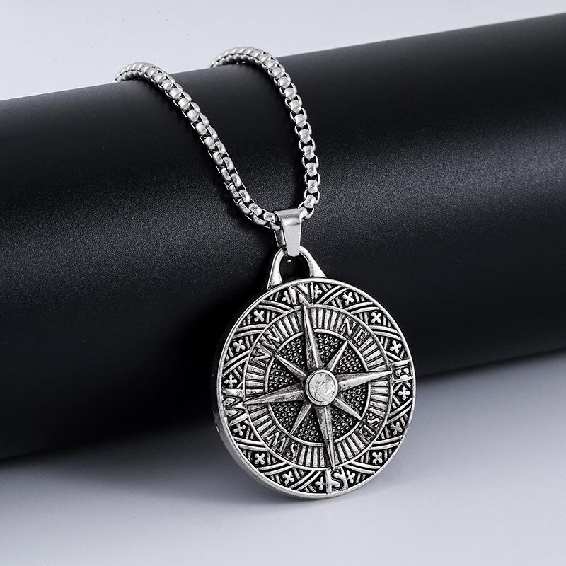 Новый ретро-подвеска-указатель компаса, летнее мужское длинное ожерелье в стиле хип-хоп, аксессуар