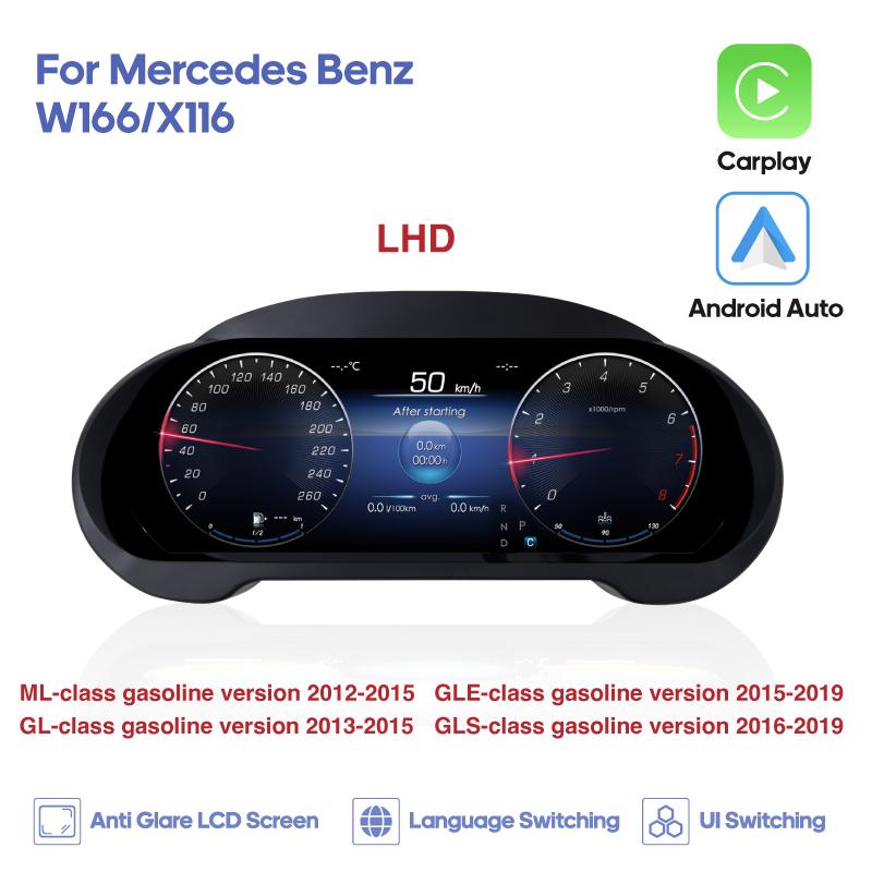 For Mercedes Benz W166/X116 ML GL GLE GLS 2012-2019 Digital Cluster LCD Dashboard Carplay Cockpit Virtual Instrument