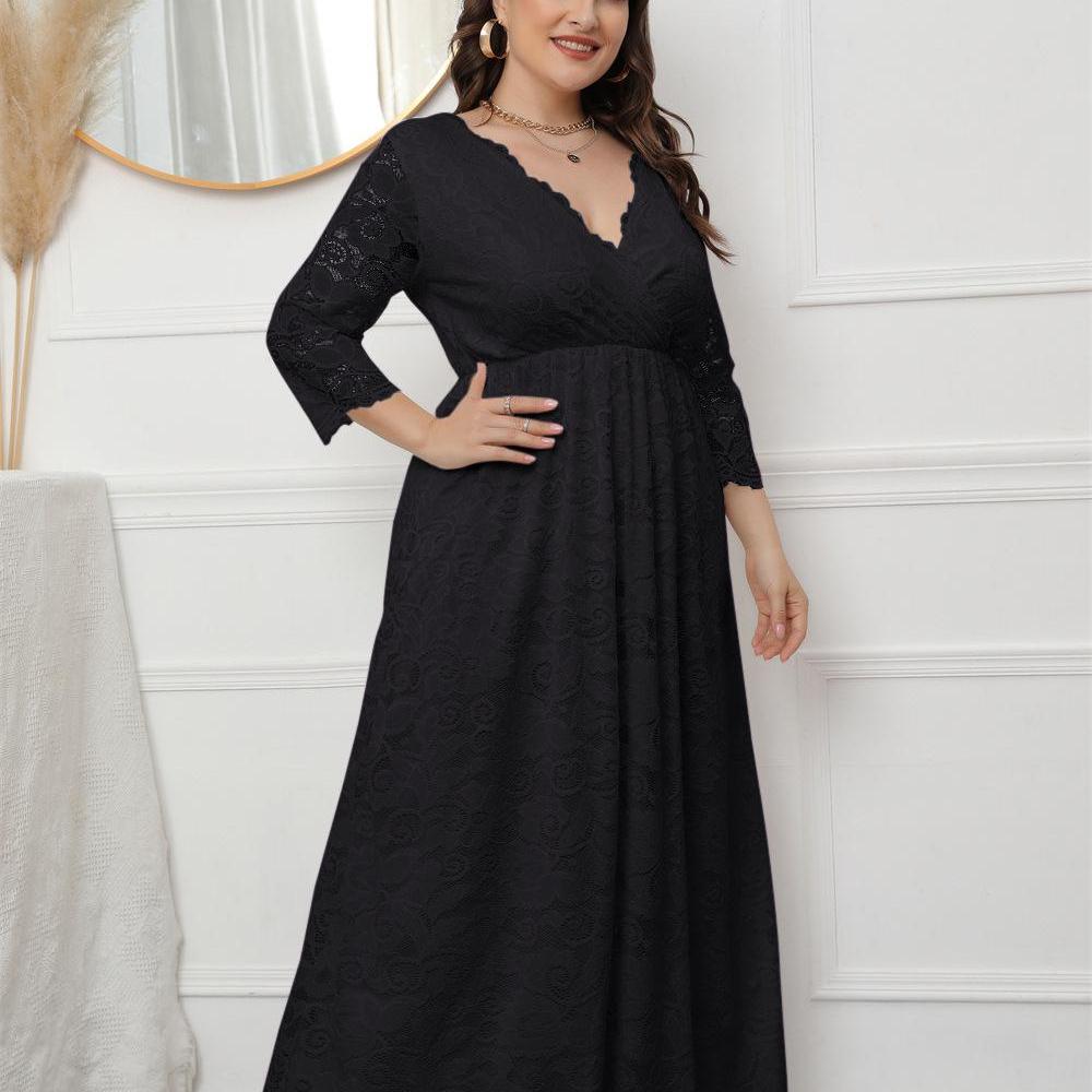 Summer Plus Size 5xl European And American Bohemian Lace V-neck Women Dresses