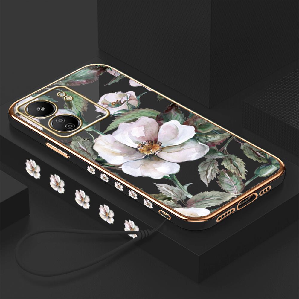 Роскошный чехол с покрытием из цветка камелии для iPhone 11 12 13 14 15 Pro Max, чехол для телефона Samsung Galaxy A51 A12 A32 A52 Xiaomi Redmi 10 10C