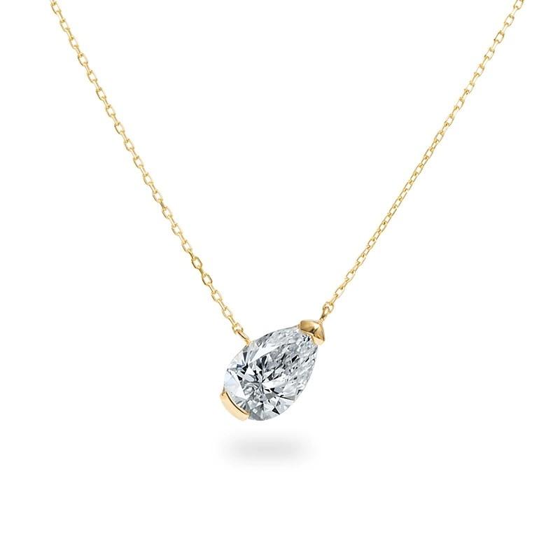 Factory 925 Sterling Silver 18K Gold Plated Zircon Pendant Necklace for Women Daily Wear Silver Necklace Jewelry Gift