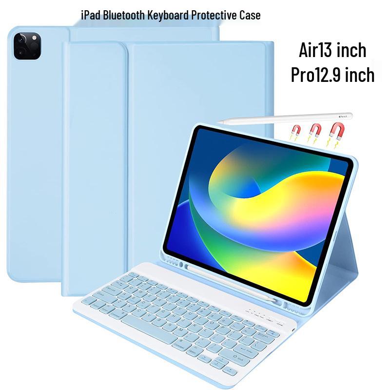 Съемный магнитный чехол-клавиатура для iPad Pro 12.9" с мышью - Кожаный, Bluetooth, Защитный, для планшета Air 13"