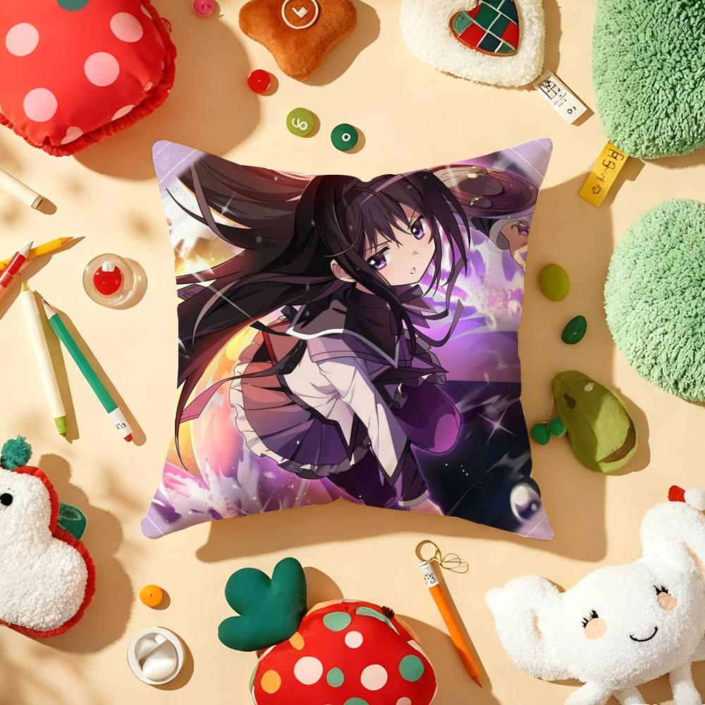 Cushion Cover Plush Fabric Soft DoubleSided Printed Sofa Warm Winter Home Gift Pillow Cover PPuella MMagi Madoka Magica