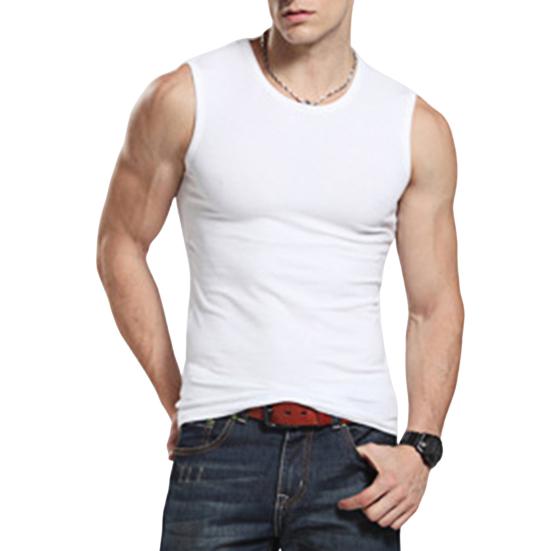 Vest Men's Solid Colour Sleeveless Round Neck Vest Slimming Bodybuilding Vest Undershirt