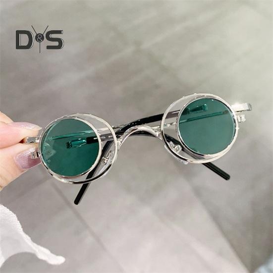 Круглые солнцезащитные очки с откидной оправой, маленькие круглые поляризованные очки для мужчин и женщин, ретро-панк, солнцезащитные очки UV400 для вечеринки в стиле рейв