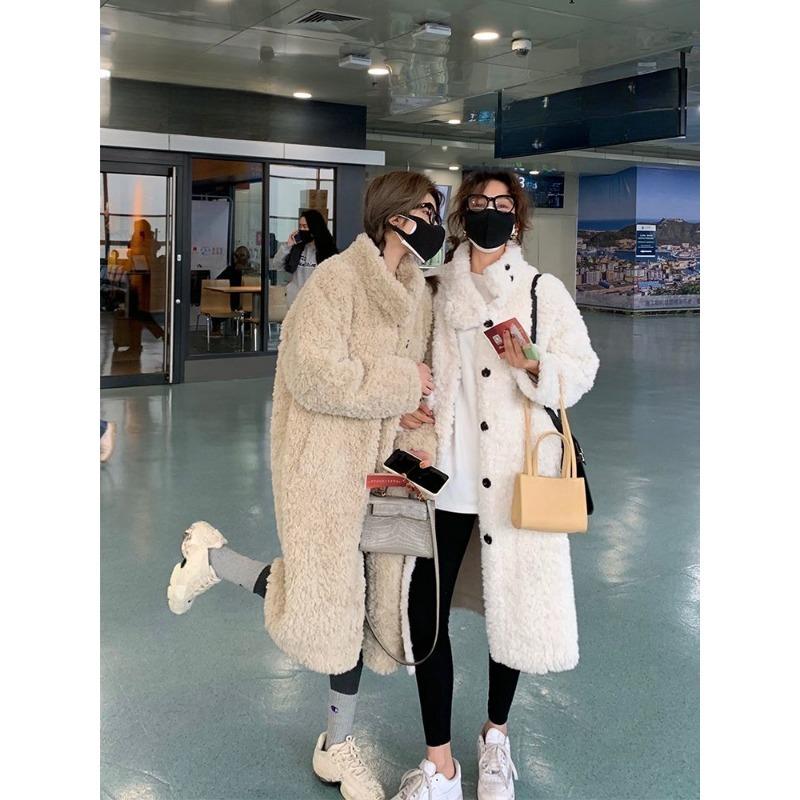 Осенне-зимнее пальто из овечьей шубы, женское пальто средней длины со свободным воротником