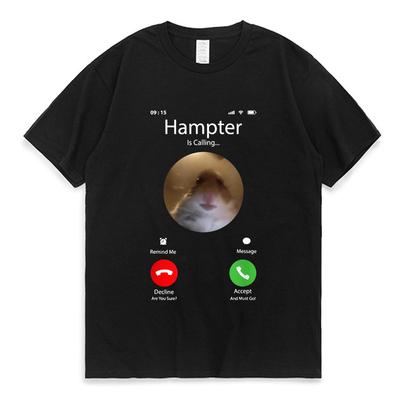 Футболка Dank Meme Hamster Staring Front Camera Hampter Calling для мужчин и женщин, милая футболка большого размера с графикой, футболки из 100% хлопка