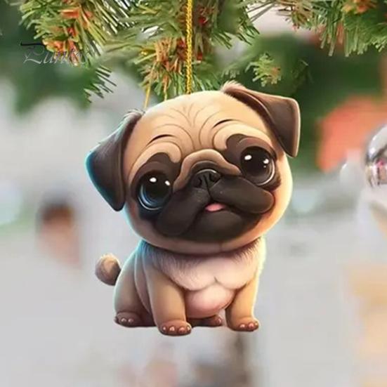 Подвесное украшение для автомобиля, симпатичная собачка, подвеска для зеркала заднего вида с шнурком, простая в установке акриловая подвеска для автомобильного зеркала