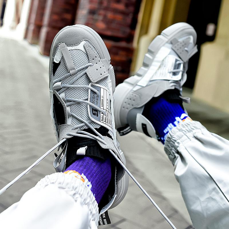 Casual Shoes Women Hick-soled Lightweight Mesh Breathable Running Shoes Anti-slip Wear-resistant Soft Lace-up Sports Shoes Men