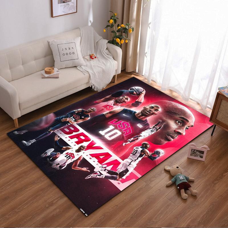 USA Basketball Star Bryant Themed Rug - Non-slip rug suitable for living room and bedroom sofas.