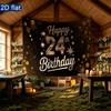 1pc Birthday & Wedding 24th Number Indoor/Outdoor Hanging Banner