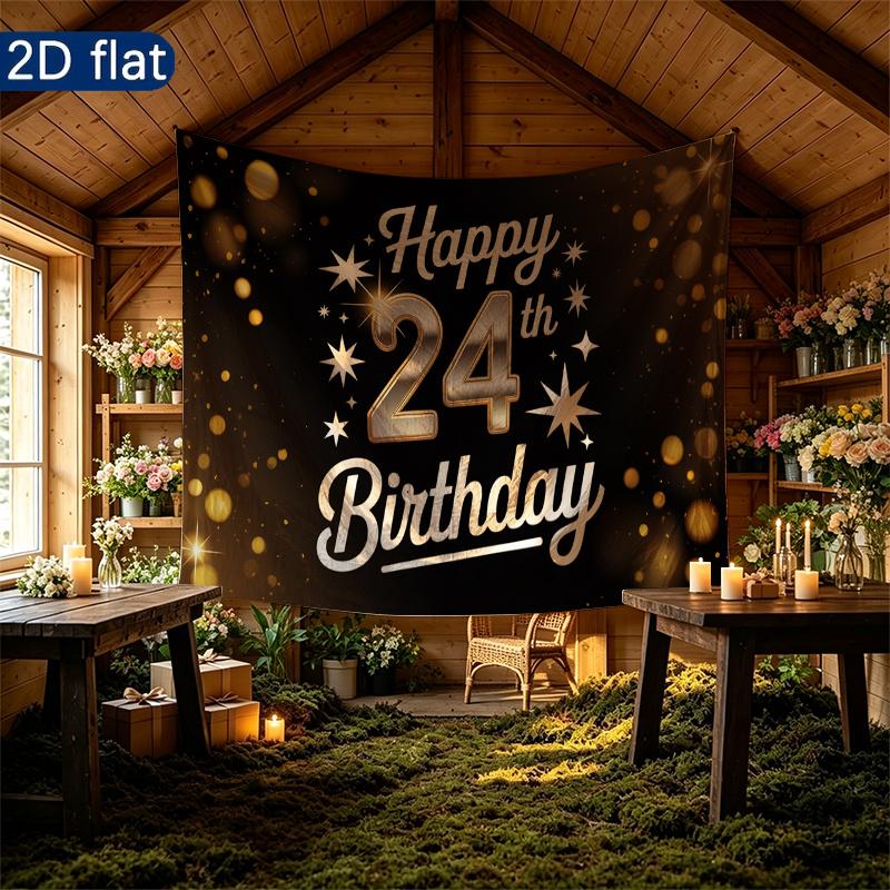 1pc Birthday & Wedding 24th Number Indoor/Outdoor Hanging Banner