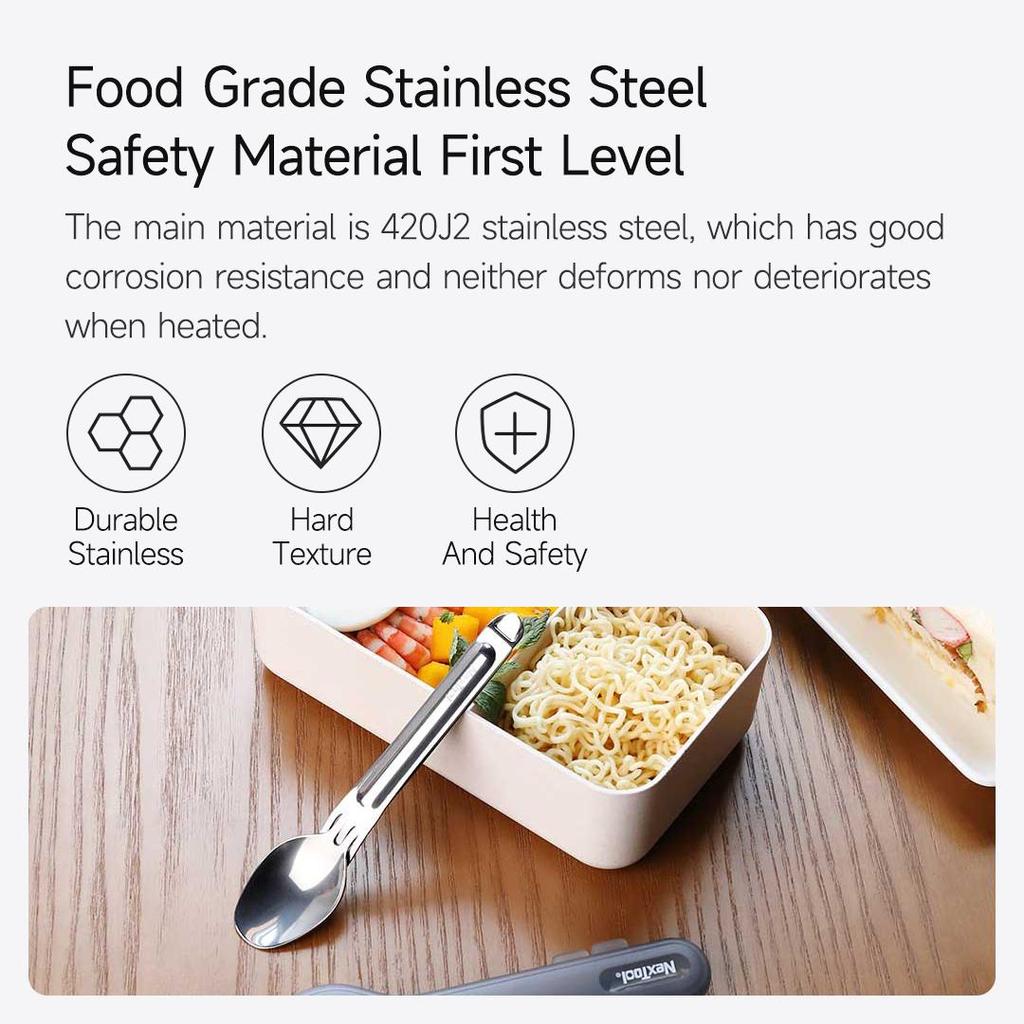 Набор столовых приборов Xiaomi Nextool, 2 шт./компл., стальной нож, вилка, ложка, столовые приборы для семейного путешествия, портативная посуда с ящиком для хранения, мини-посуда для пикника
