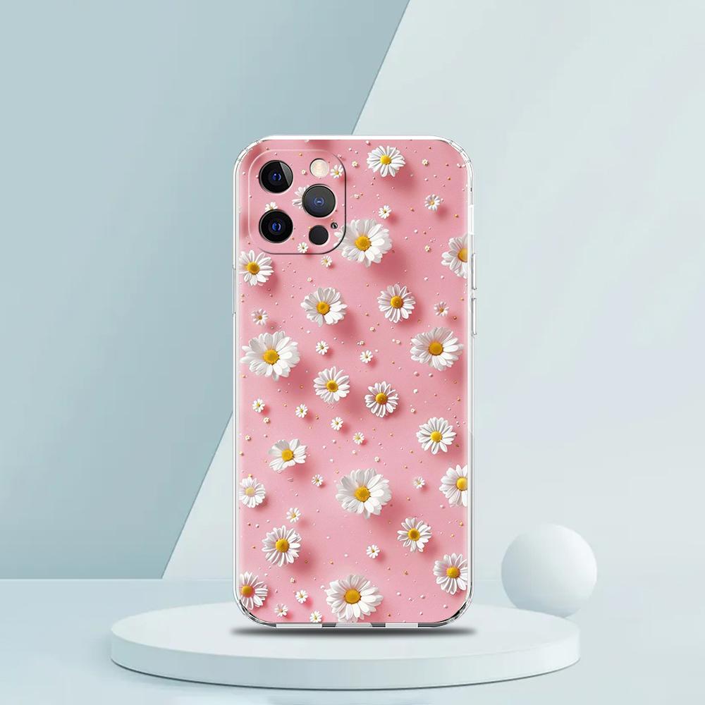 Мягкий прозрачный чехол-бампер из ТПУ для iPhone 16 15 14 13 12 11 Pro Max XR 8 7 Plus XR Чехол Сумки с рисунком Маленькие Цветы Звезды