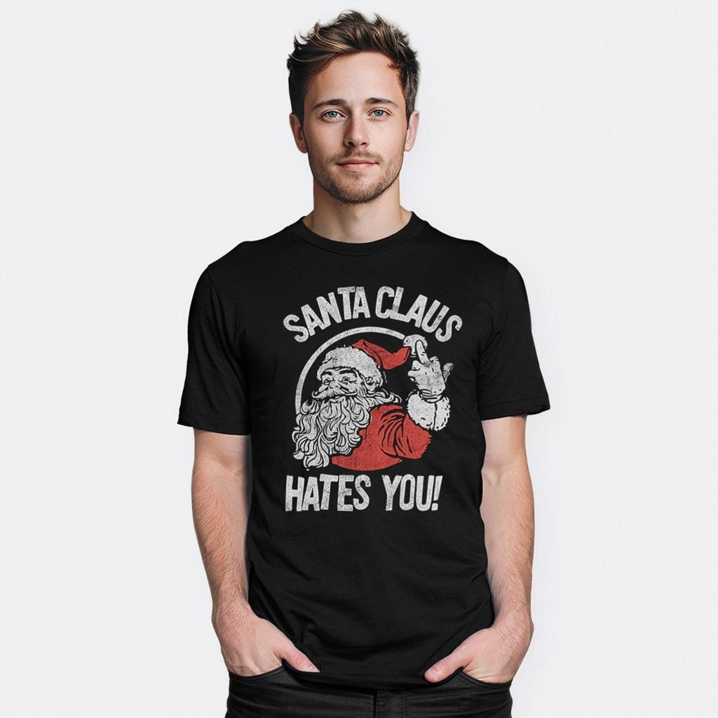 Santa Claus Hates You Funny Christmas T-Shirt, Men's and Women's Sizes (NOV-14115)