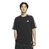 Мужская футболка Adidas Essentials Plus с коротким рукавом, свободного кроя, с тремя полосками, размер Large, ESS+ T-Shirt, JUP90-JW6944, Черный,