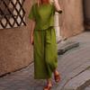 Women Casual Large Size Loose Temperament Casual Wide Leg Pants Solid Color Suit