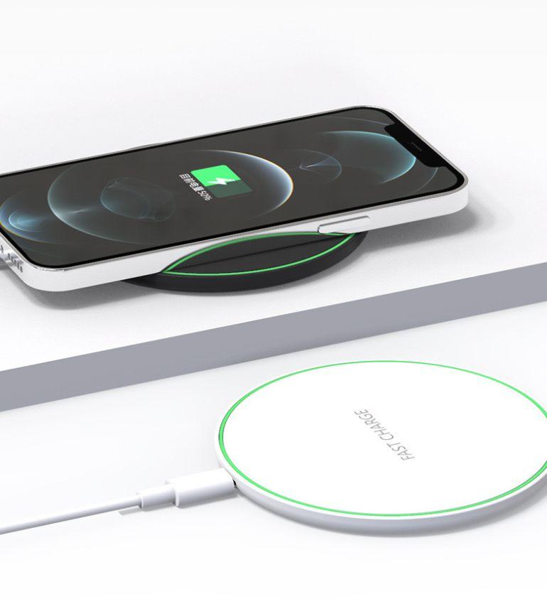 50W Aluminum Wireless Charging Pad with Disc Design for Phones Fast Heat Dissipation Desktop Charger for Home Office
