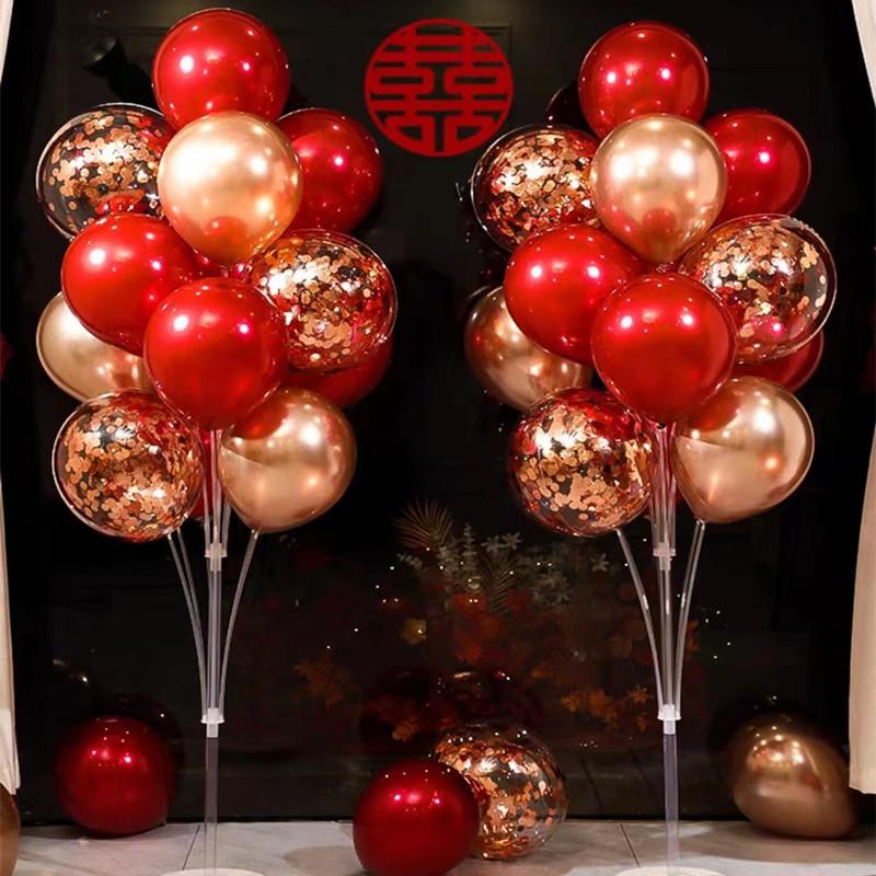 Wedding Venue Floating Red Balloons Package Engagement Decoration Road Guide Romantic Wedding Table Floating Bracket Arrangement