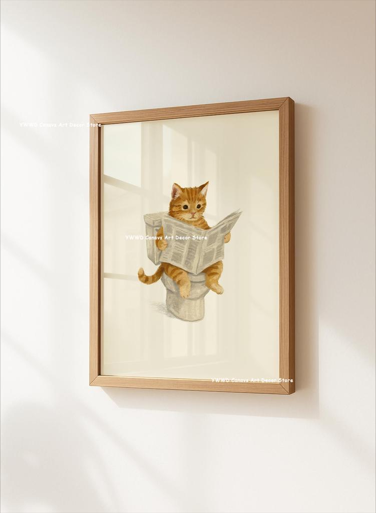 Cute Animal Bubble Bath Wall Art Cute Bathroom Animal Poster Kids Funny Toilet Paper Canvas Print for Nursery Home Decor Gifts