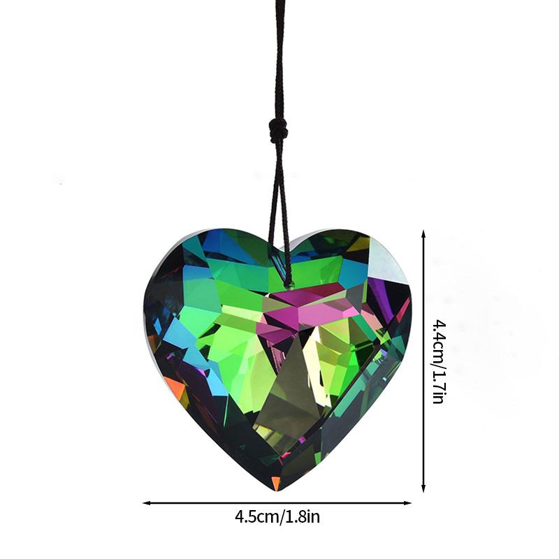 Crystal Peach Heart Suncatcher Rainbow Sun Catcher Wind Chime Prism Garden Hanging Pendant Crystal Craft Accessories Gift