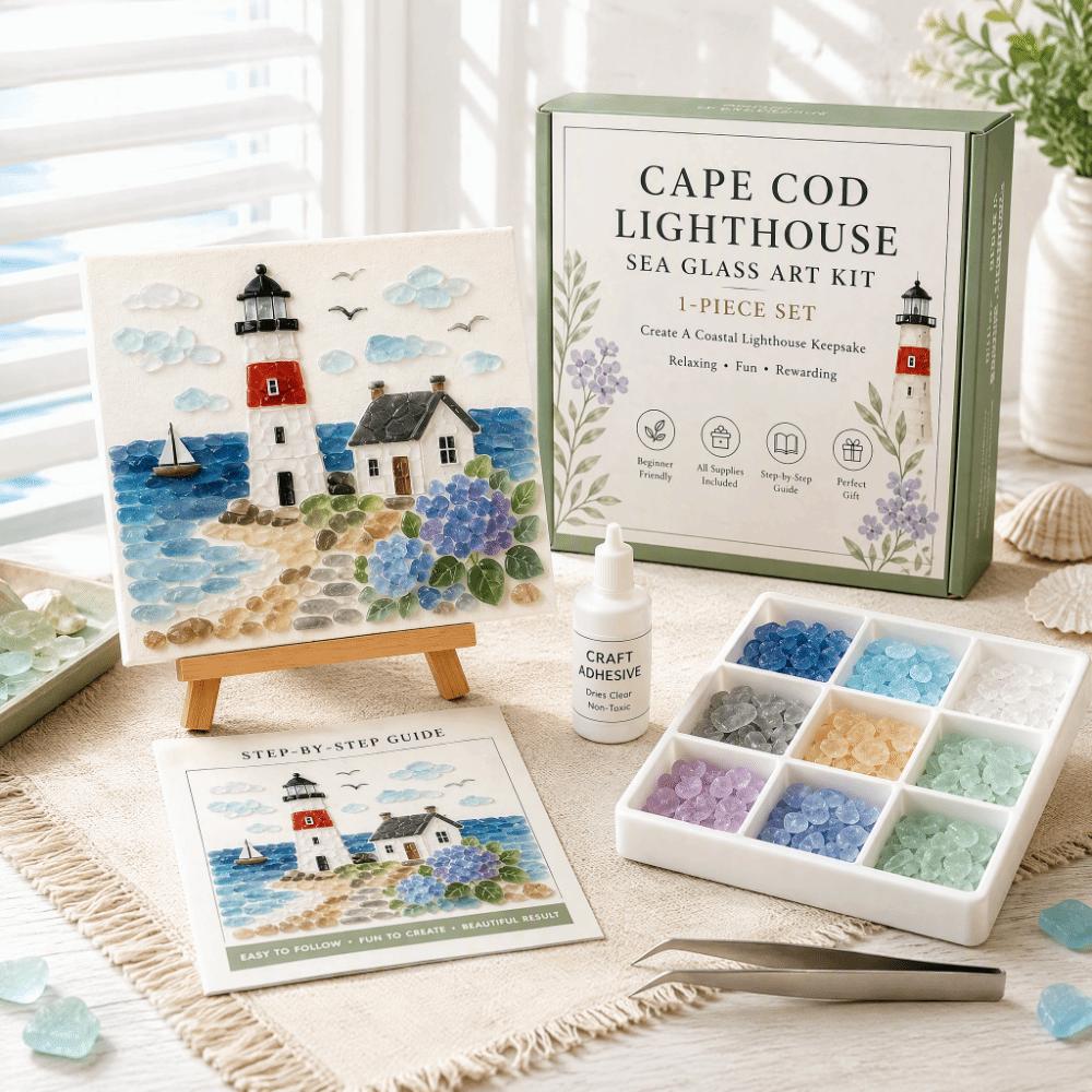 Ocean Landscape DIY Glass Craft Glass Tiles Home Decor Kit Glass Mosaic Kit for Home Decor